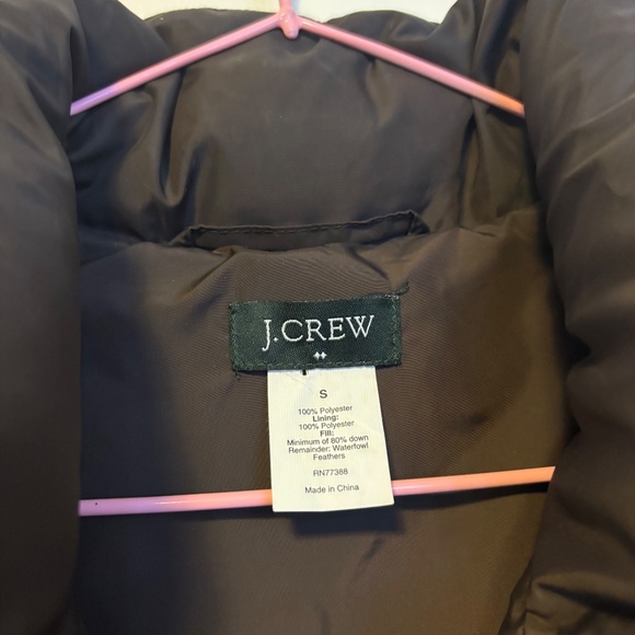 J. Crew Down Filled Gathered Waist Quilted Puffer Vest Chocolate Brown Womens S - Picture 3 of 3